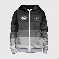 Детская толстовка на молнии Audi, Ауди Серый градиент