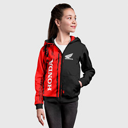 Толстовка на молнии детская Honda марка авто, цвет: 3D-черный — фото 2