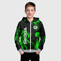 Толстовка на молнии детская Skoda: Green Smoke, цвет: 3D-меланж — фото 2