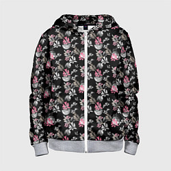 Детская толстовка на молнии Абстрактный черно-розовый узор