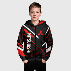 Толстовка на молнии детская Митсубиси, Mitsubishi Спорт, цвет: 3D-черный — фото 2
