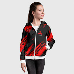 Толстовка на молнии детская Mitsubishi Texture Red, цвет: 3D-белый — фото 2