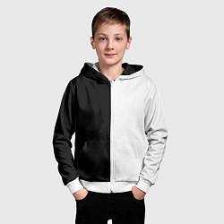 Толстовка на молнии детская Black and white чб, цвет: 3D-белый — фото 2