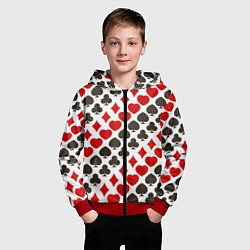 Толстовка на молнии детская Карточные Масти Card Suits, цвет: 3D-красный — фото 2