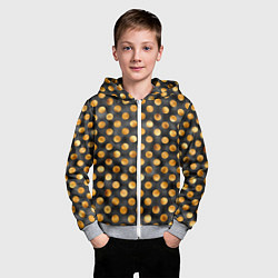 Толстовка на молнии детская Золотой горошек на черном фоне, цвет: 3D-меланж — фото 2