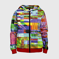 Толстовка на молнии детская Vanguard glitch fashion pattern 2022, цвет: 3D-красный