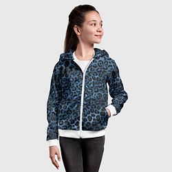 Толстовка на молнии детская Синяя леопардовая шкура, цвет: 3D-белый — фото 2