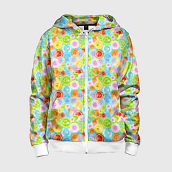 Толстовка на молнии детская Чакры символы, цвет: 3D-белый