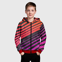 Толстовка на молнии детская Линии градиентGradient Polygon Lines, цвет: 3D-красный — фото 2