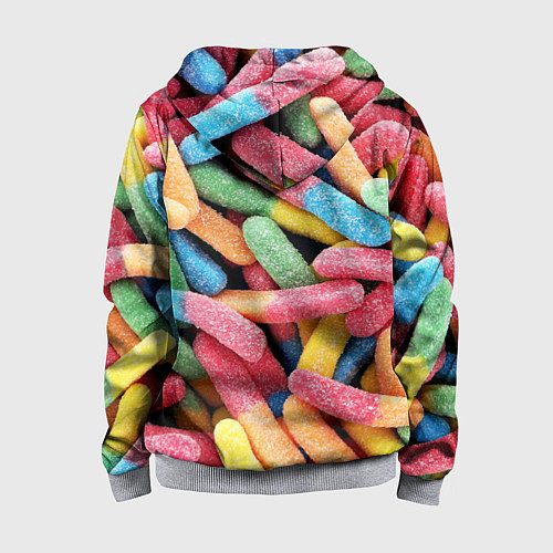 Детская толстовка на молнии Мармеладные червячки / 3D-Меланж – фото 2