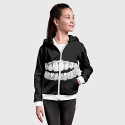 Толстовка на молнии детская Зубы Каонаси, цвет: 3D-белый — фото 2