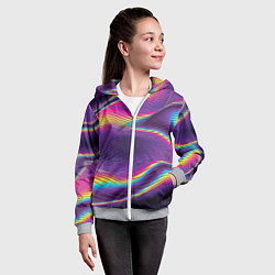 Толстовка на молнии детская Neon fashion pattern Wave, цвет: 3D-меланж — фото 2