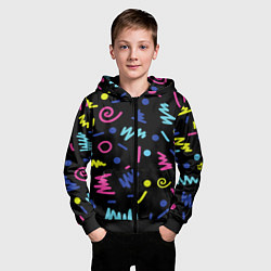 Толстовка на молнии детская Neon color pattern Fashion 2032, цвет: 3D-черный — фото 2