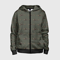 Толстовка на молнии детская Вертолеты паттерн, цвет: 3D-черный