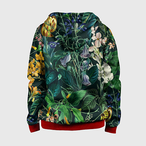 Детская толстовка на молнии Цветы Темный Сад / 3D-Красный – фото 2