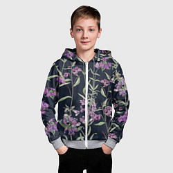 Толстовка на молнии детская Цветы Фиолетовые, цвет: 3D-меланж — фото 2