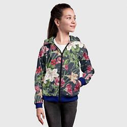 Толстовка на молнии детская Цветы Розовые, цвет: 3D-синий — фото 2