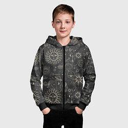 Толстовка на молнии детская Небесные тела, созвездия, солнце, космос, мистика, цвет: 3D-черный — фото 2