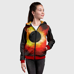 Толстовка на молнии детская Черная дыра на красно-желтом фоне, цвет: 3D-красный — фото 2