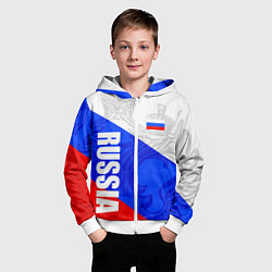 Толстовка на молнии детская RUSSIA - SPORTWEAR - ТРИКОЛОР, цвет: 3D-белый — фото 2