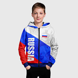 Толстовка на молнии детская RUSSIA - SPORTWEAR - ТРИКОЛОР, цвет: 3D-синий — фото 2