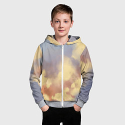 Толстовка на молнии детская Облачное небо на закате, цвет: 3D-меланж — фото 2