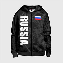 Толстовка на молнии детская RUSSIA - BLACK EDITION, цвет: 3D-черный