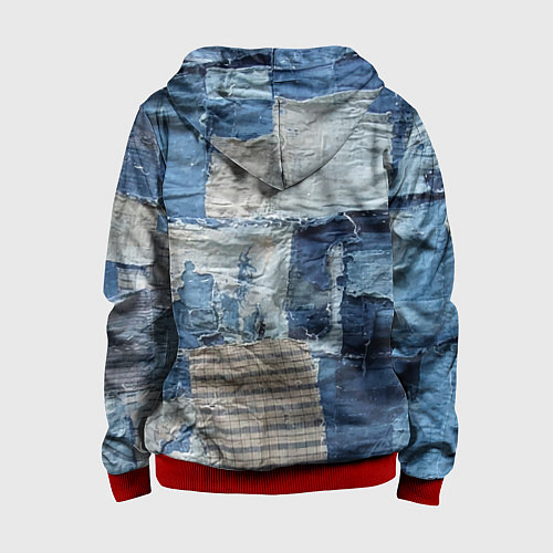 Детская толстовка на молнии Пэчворк Рваная ткань Hype / 3D-Красный – фото 2