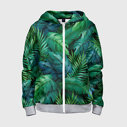 Детская толстовка на молнии Green plants pattern