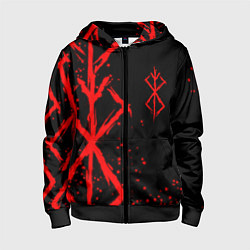 Толстовка на молнии детская КЛЕЙМО ЖЕРТВЫ BERSERK БЕРСЕРК, цвет: 3D-черный