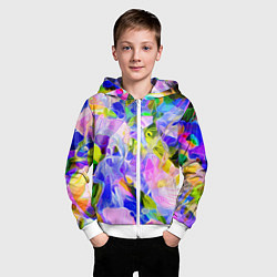 Толстовка на молнии детская Красочный цветочный узор Весна - Лето 2023 Colorfu, цвет: 3D-белый — фото 2