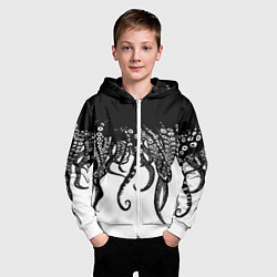 Толстовка на молнии детская В щупальцах осьминога, цвет: 3D-белый — фото 2
