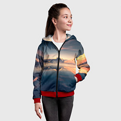 Толстовка на молнии детская Горы озеро, цвет: 3D-красный — фото 2