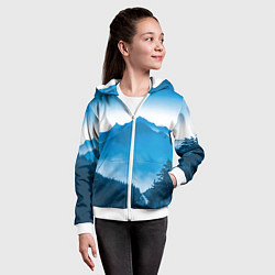 Толстовка на молнии детская Горы Лес, цвет: 3D-белый — фото 2