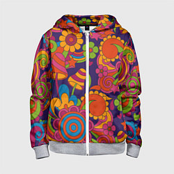 Толстовка на молнии детская Психоделический сюжет, цвет: 3D-меланж