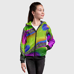 Толстовка на молнии детская Кислотный фрактал Абстракция, цвет: 3D-черный — фото 2