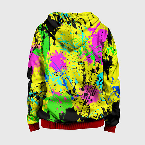 Детская толстовка на молнии Абстрактная картина в разноцветный неоновых тонах / 3D-Красный – фото 2