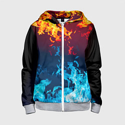 Толстовка на молнии детская Лед и Пламя Борьба стихий, цвет: 3D-меланж