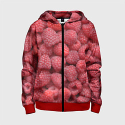 Толстовка на молнии детская Малина - ягоды, цвет: 3D-красный