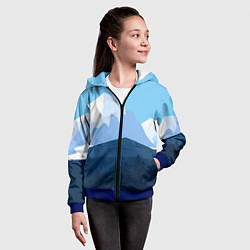 Толстовка на молнии детская Горы, лес, канатная дорога, цвет: 3D-синий — фото 2