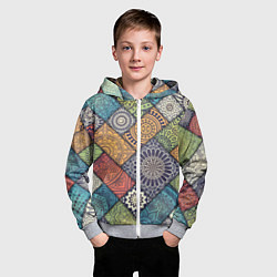 Толстовка на молнии детская Мандала орнамент, цвет: 3D-меланж — фото 2
