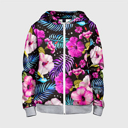 Толстовка на молнии детская Floral pattern Summer night Fashion trend, цвет: 3D-меланж