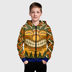 Толстовка на молнии детская Polynesian tiki LUCKY, цвет: 3D-синий — фото 2