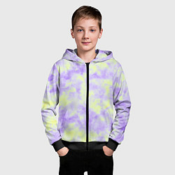 Толстовка на молнии детская Нежный желто-фиолетовый тай дай, цвет: 3D-черный — фото 2