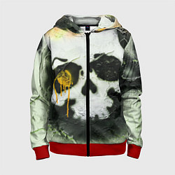 Толстовка на молнии детская Череп на поверхности в красках - Жёлтый, цвет: 3D-красный