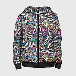Толстовка на молнии детская Цветная оптическая иллюзия, цвет: 3D-черный