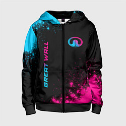 Толстовка на молнии детская Great Wall Neon Gradient, цвет: 3D-черный