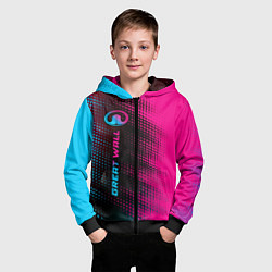 Толстовка на молнии детская Great Wall Neon Gradient FS, цвет: 3D-черный — фото 2