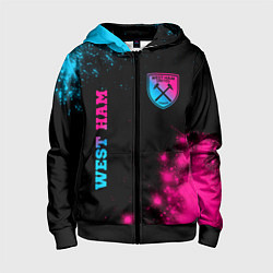 Толстовка на молнии детская West Ham Neon Gradient, цвет: 3D-черный