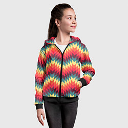 Толстовка на молнии детская Мексиканские узоры, цвет: 3D-черный — фото 2